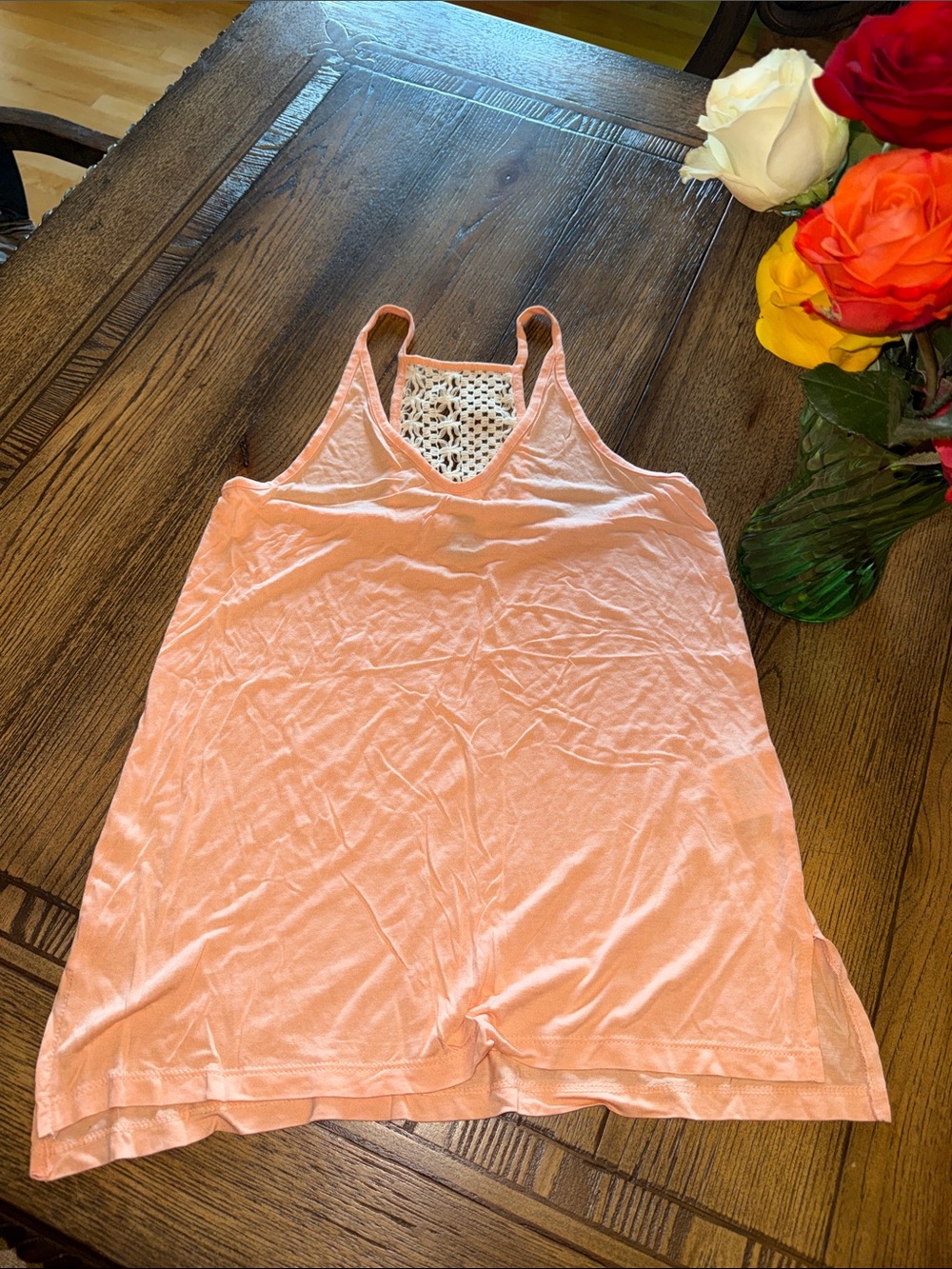 Old Navy Peach Crochet-Back Tank Top